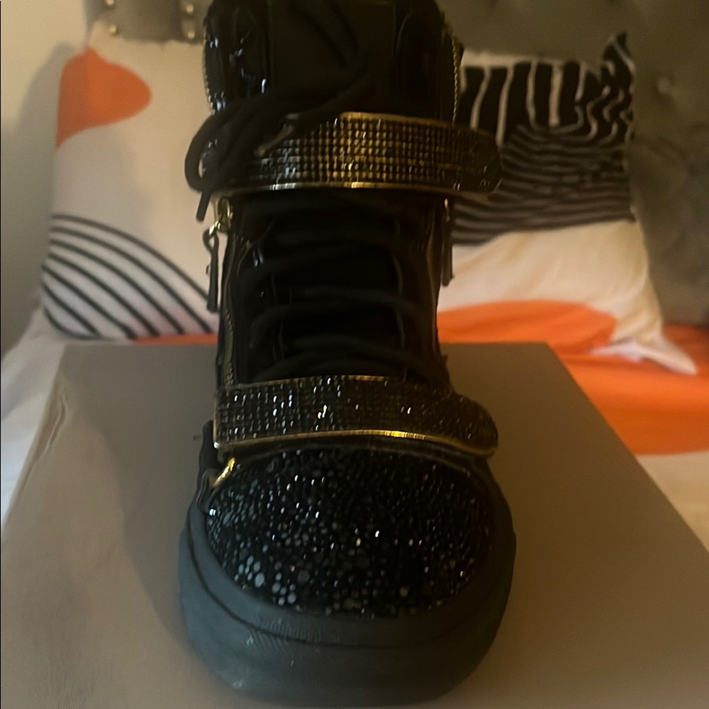 Giuseppe Zanotti Black and Gold Fashion Sneakers